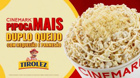 Tirolez e Cinemark lançam pipoca com duplo queijo e snack infantil